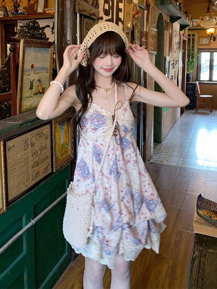 Summer Vintage Cami Dress Set  - Lace Trim Cami ulasan dan harga